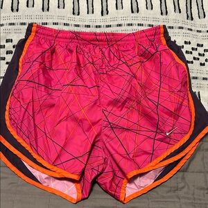 Nike Women's Vibrant Pink and Orange Athletic Shorts